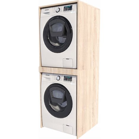 Schrank für Waschmaschine und Trockner, Sonoma Eiche, Badsäule, Schrank, Regal, MK (1/4)