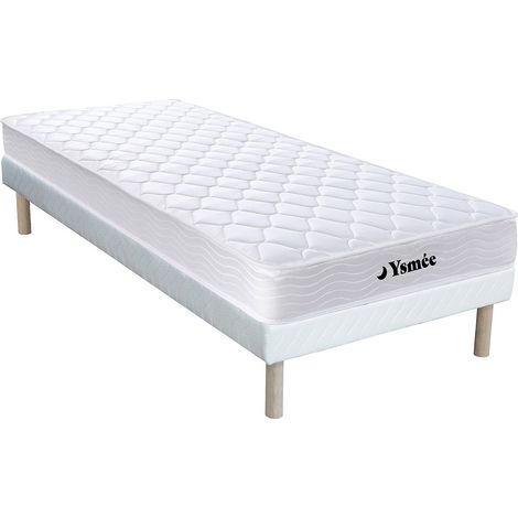 Ensemble 90 x 190 cm sommier + matelas ressorts et mémoire de forme ép.15cm - WOLKENLOS de YSMÉE