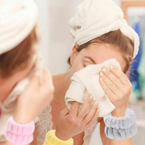 4 Paires de Bandeaux de Poignet pour le Lavage - Bandeaux Éponges Absorbants Anti-Transpiration pour le Visage (1/5)