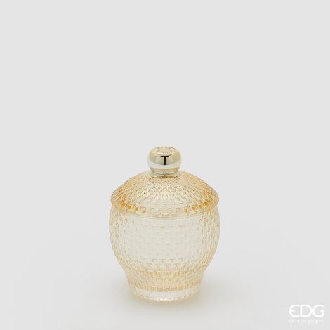 EDG Enzo De Gasperi Contenitore Decorativo Micro Quadretti Bombato H 11,5 Cm D 8,5 Cm Giallo