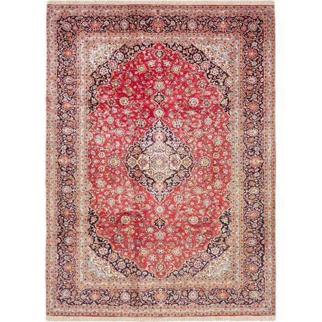 Tapis d'orient 256 x 350 cm, motif oriental, rouge, beige et bleu, noué main en laine, fabriqué en Iran (1/5)