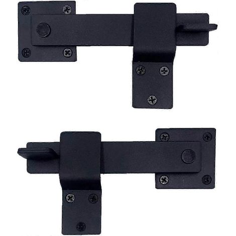 Loquet de porte robuste en fer forgé de 14 cm (5,5 pouces) pour portes de grange et clôtures en bois, verrou à bascule en métal massif pour plus de sécurité et d'intimité, couleur noire. (1/5)
