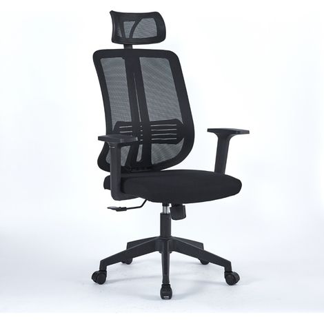 Poltrona ufficio in mesh nero 66x61x117 cm (1/3)