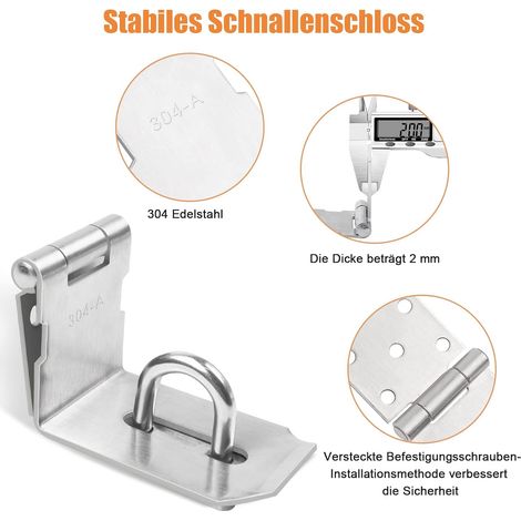 JatilEr Cadenas de sécurité à angle droit 5,5" verrouillable avec 9 grandes vis anti-rouille pour cadenas, armoires, portails