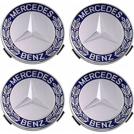 Felgenzierblenden und Radkappen Nabenabdeckung kompatibel mit Mercedes-Benz 75 mm - blau, 4er-Set