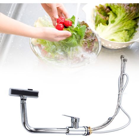 Grifo de cocina monomando de acero inoxidable extensible 360° para lavabos: extensión flexible y presión de agua estable. (1/5)