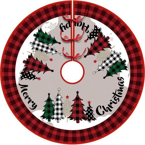 Falda para árbol de Navidad redonda de 120 cm (48"), alfombra decorativa de gran tamaño para fiestas. (1/4)