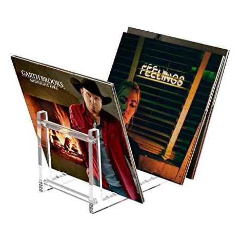 CSPARKV Acrylic vinyl record display stand for up to 50 albums.
