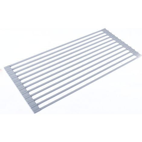 Étagère à Vaisselle Pliable Anti-Rouille avec Base en Silicone, Rangement Suspendu au-dessus de l'Évier, 52 x 24,5 cm (1/5)