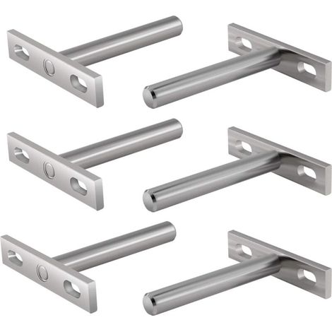 Juego de 6 soportes metálicos para estantes flotantes, fijaciones ocultas de 3", soporte oculto para estantes flotantes, soporte de montaje en pared. (1/4)