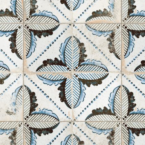 Carrelage Vintage effet Carreau ciment Bleu Thera 45x45x0,95 cm Orlena - Sol et mur intérieur (vendu par carton de 1 m²) - RO'MA CARRELAGE