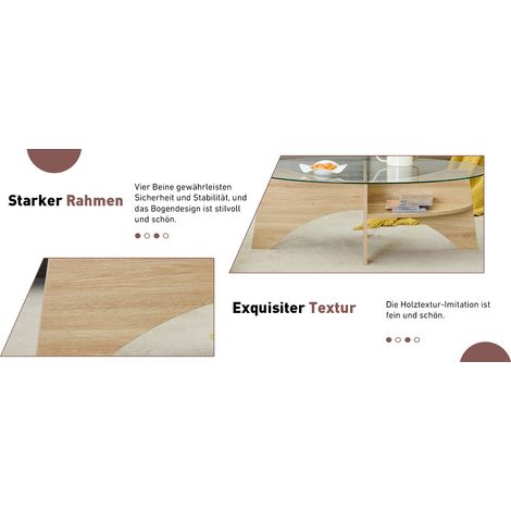Mesa de centro, moderna, 104,9 x 60 x 35,6 cm, transparente y madera (1/5)