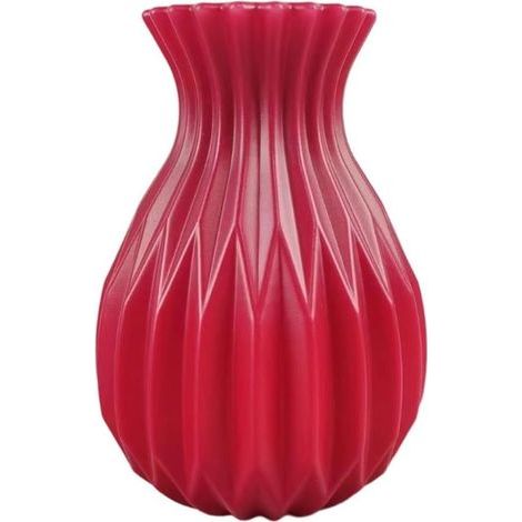 Mini vase à bourgeons coloré en plastique incassable - 17 cm - Anti-fuite - Avec base lestée - Petit centre de table pour la décoration de la maison, du jardin et du bureau - Rouge (1/5)
