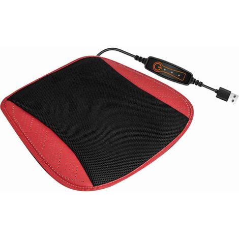 Ventilated seat cushion with USB port, breathable summer cooling cushion for all car seats, home and office chairs, red