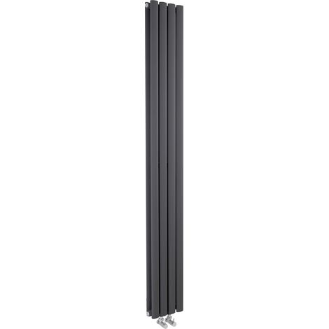 Hudson Reed Revive Double Designer Vertical Radiator 1800mm H x 237mm W - Anthracite (1/6)