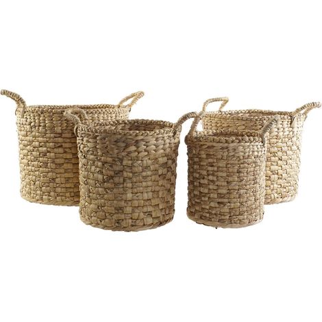 Panier jute naturel marron rangement déco fait main recyclé - jute naturel marron clair (1/5)