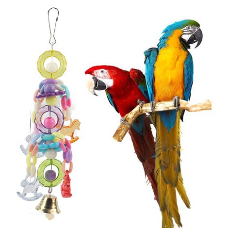 Jouet Pour Oiseau - Perche Avec Clochette Et Perles Colorées - Accessoire De Cage Pour Perruche Et Perroquet - 1 Pièce (1/5)