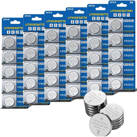 Batterie au Lithium (CR 2032, Blister de 30 Piles Lithium 3V) 3V CR 2032 (1/5)
