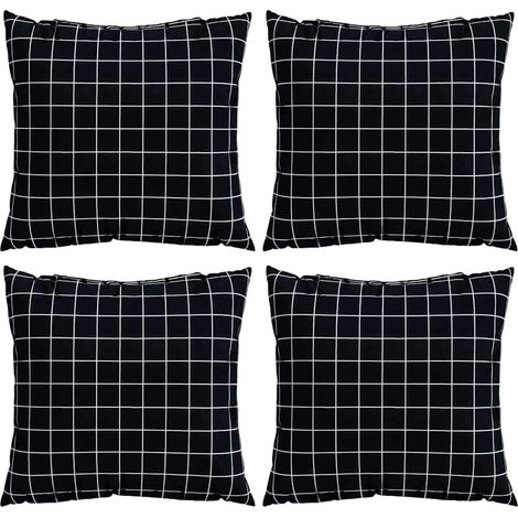 Scatter Pillows 4 pcs Black Check 50 x 50 cm Polyester Farbic vidaXL