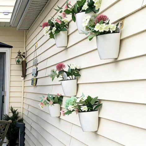 Lot de 6 pots de fleurs auto-arrosants à suspendre au mur - Pots d’herbes aromatiques pour cuisine - Pots muraux (1/5)