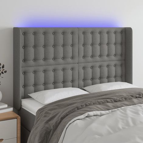 Cabecero con LED de tela gris oscuro 147x16x118/128 cm vidaXL (1/5)
