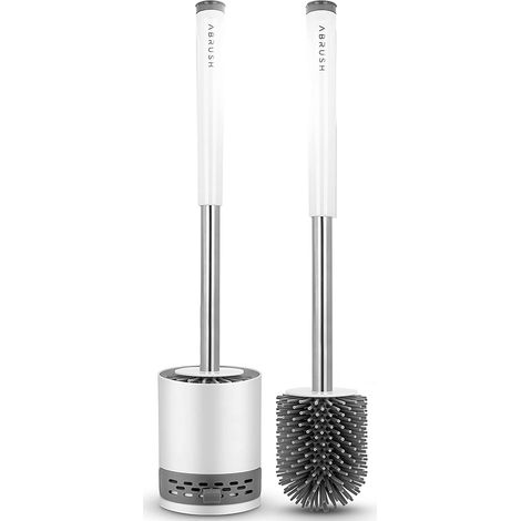 Brosse Toilette En Silicone - Tête Rotative 360° - Support Adhésif Réglable - Pour Salle De Bain Et Toilettes - 1 Pièce (1/5)