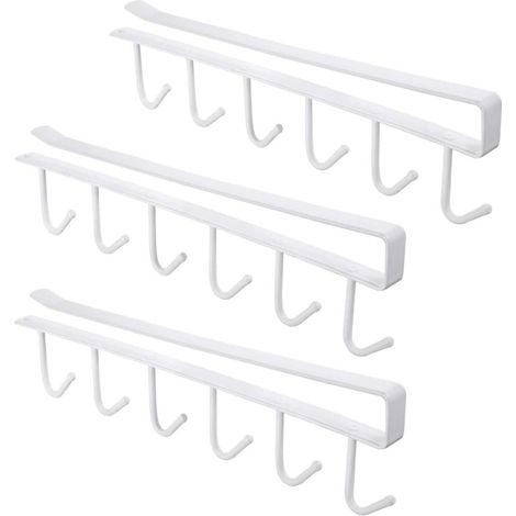 Porte-gobelet à 6 crochets pour tasses, sous armoire de cuisine, sous étagère, rangement, organisateur, étagère pour ustensiles de cuisine (1/5)