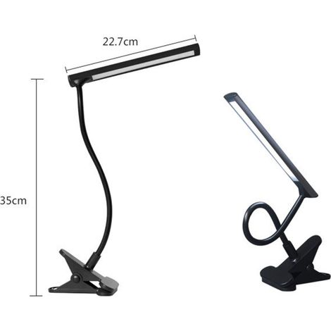 Tragbare LED-Klemmleuchte, 360° verstellbare Leselampe, Augenschutz für Zuhause und Studentenwohnheim, 2 Helligkeitsstufen (1/5)