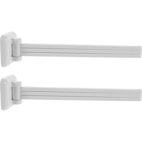 Porte-Serviettes Mural Pivotant 3 Bras en Abs Blanc Autocollant Robuste, 2 Pièces, Design Minimaliste Moderne pour Salle de Bain et Camping- (1/5)