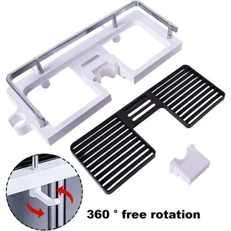 Étagère de douche réglable - - Fixation sans perçage - Hauteur réglable - Pour barres 22-25 mm - ABS inox 5 kg (1/4)