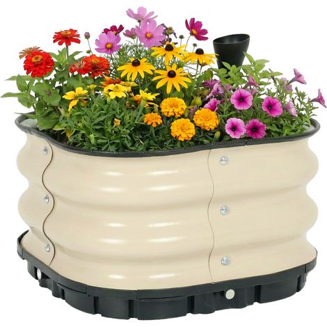 Aoodor Galvanized Raised Garden Bed Self-Watering Planter Box with Drainage Plug and Water Reservoir for Indoor & Outdoor Gardening-42CM