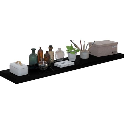Étagère murale flottante Noir brillant 120x23,5x3,8 MDF (1/5)