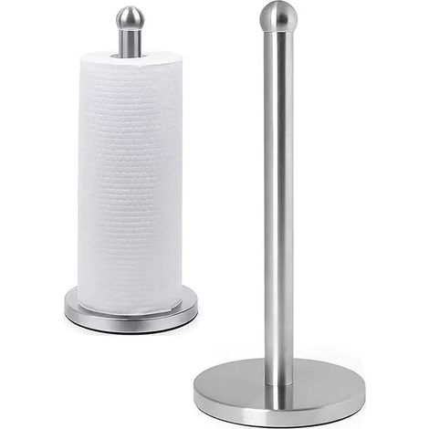 Porte-rouleau de papier essuie-tout antidérapant pour la cuisine, porte-rouleau de papier essuie-tout argenté pour salle de bain (1 pièce) (1/5)