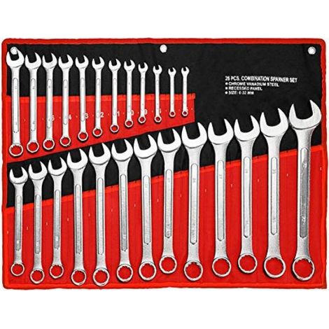Set Chiavi Combinate 25pz Fisse e Stella 6-32mm in Acciaio Carbonio con Astuccio (1/4)