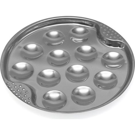 Plaque À Escargots - Acier Inoxydable - 12 Logements - Compatible Four Et Lave-Vaisselle - Avec Pince - 1 Pièce