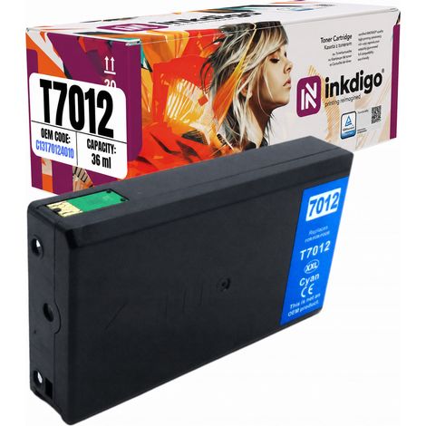 Tinta Inkdigo T7012 compatible con Epson WorkForce Pro WP4015DN WP4530 con certificación TÜV. (1/5)