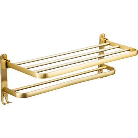 Toallero mural de doble capa con ganchos, para baños, cocinas y aseos (dorado, 57 cm) (1/5)