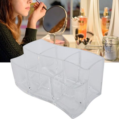 Boîte de Rangement Acrylique 6 Cases pour Pinceaux à Maquillage, Organisateur Transparent (1/5)
