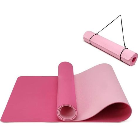 Esterilla de yoga Oak & Tea, gruesa y antideslizante, para hombre y mujer, ideal para gimnasio en casa, con correa de transporte, ideal para meditación y pilates, 183 x 61 x 0,6 cm (1/4)