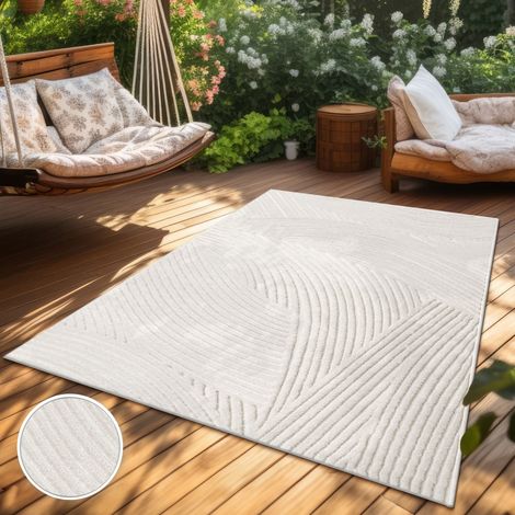 Paco Home Outdoor Teppich Wetterfest Balkon Wohnzimmer Skandinavisches Boho Einfarbig 160x230 cm, Creme 5 (1/5)