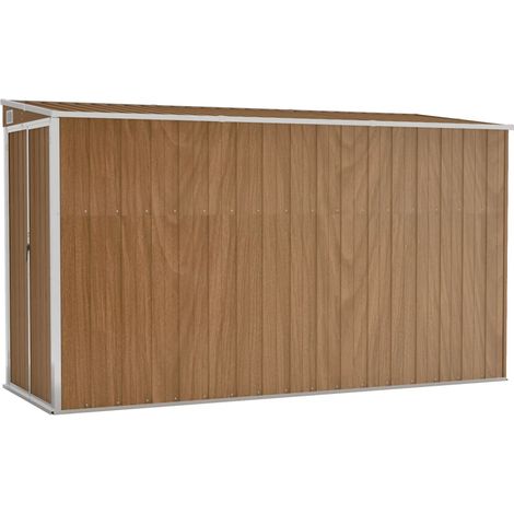 Les Tendances – Abri de jardin métal mural marron 118x288x178 cm – Acier galvanisé – Double porte avec verrouillage – Protection contre intempéries (1/5)