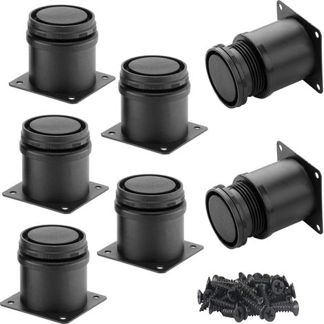 Pieds de meubles réglables en acier inoxydable - Pieds d'armoire en métal - Pieds de rechange de meubles avec vis pour canapé et chaise (8, noir) (1/5)