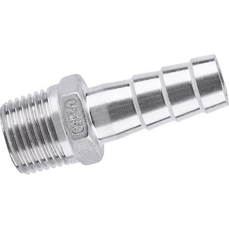 Raccord de tuyauterie mâle SS304, embout cannelé, connecteur de tuyau BSP (1/2" x 15 mm) (1/5)