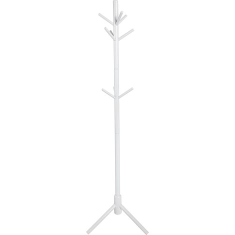 Porte-manteau sur pied 9 crochets en bois massif stable design arbre déco entrée salon bureau hauteur 176 cm (1/4)