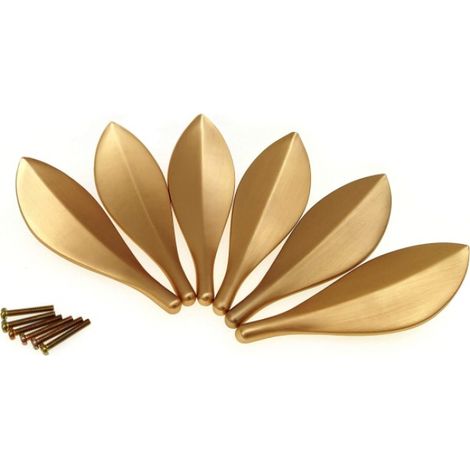 Set mit 6 Türgriffen aus Blattgold im Art-Deco-Stil für Schränke