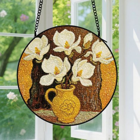 9cm Suspension vitrail pour fenêtre – motif floral, accroche-soleil pour jardin et maison, cadeau pour femmes, maman, grand-mère et amis (1/5)