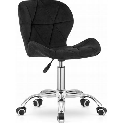 Chaise de bureau AVOLA - ergonomique - velours - noir (1/5)