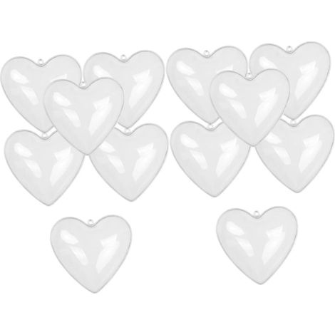 12 boîtes cœur transparentes à remplir, ornements plastique sphériques pour Noël ou décoration festive