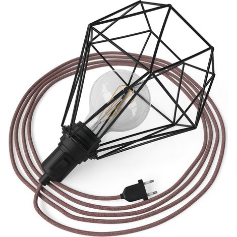 Creative Cables - Câble multiprise - Lampe à brancher avec abat-jour cage en losange (1/4)