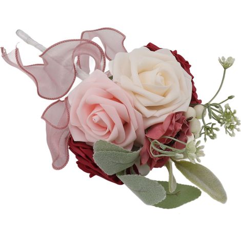 Bouquet de mariée romantique composé de roses, fleurs artificielles en soie, bouquet de demoiselle d'honneur, décoration de fête à domicile, rose rouge (1/5)
